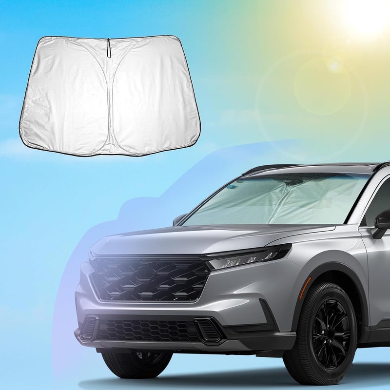 SXCY مظلة واقية من الشمس للزجاج الأمامي من لهوندا CR-V 2023-2024 لإكسسوارات هوندا CR-V LX EX EX-L 2023-2024، مظلة شمسية قابلة للطي لـ CR-V 2023-2024، واقي شمسي لـ CR-V 2023-2024، يحجب الأشعة فوق البنفسجية لنافذة السيارة الأمامية - Image 1