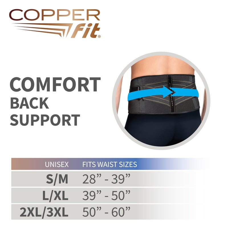 Copper Fit Advanced Back Pro Back Support, Black with Copper Trim, Small/Medium (CFBACK) - Image 3