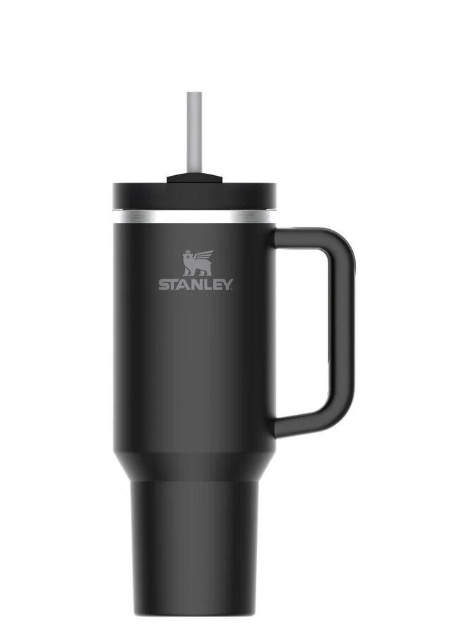 Stanley Quencher H2.0 FlowState 40oz Black Stainless Steel Vacuum Insulated Tumbler with Leakproof Lid & Reusable Straw – Double-Walled Thermal Travel Mug for Hot and Cold Drinks – Keeps Beverages Hot for 7 Hours or Cold for 24 Hours – Durable, Portable, and Eco-Friendly – Ideal for Office, Gym, Travel & Outdoor Use  - Image 2