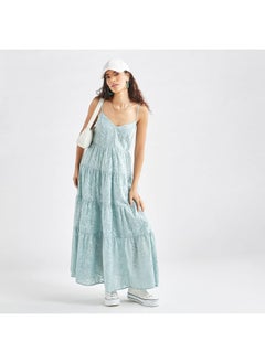 FAV All-Over Print Sleeveless Tiered Dress with Sweetheart Neck  - Image 2