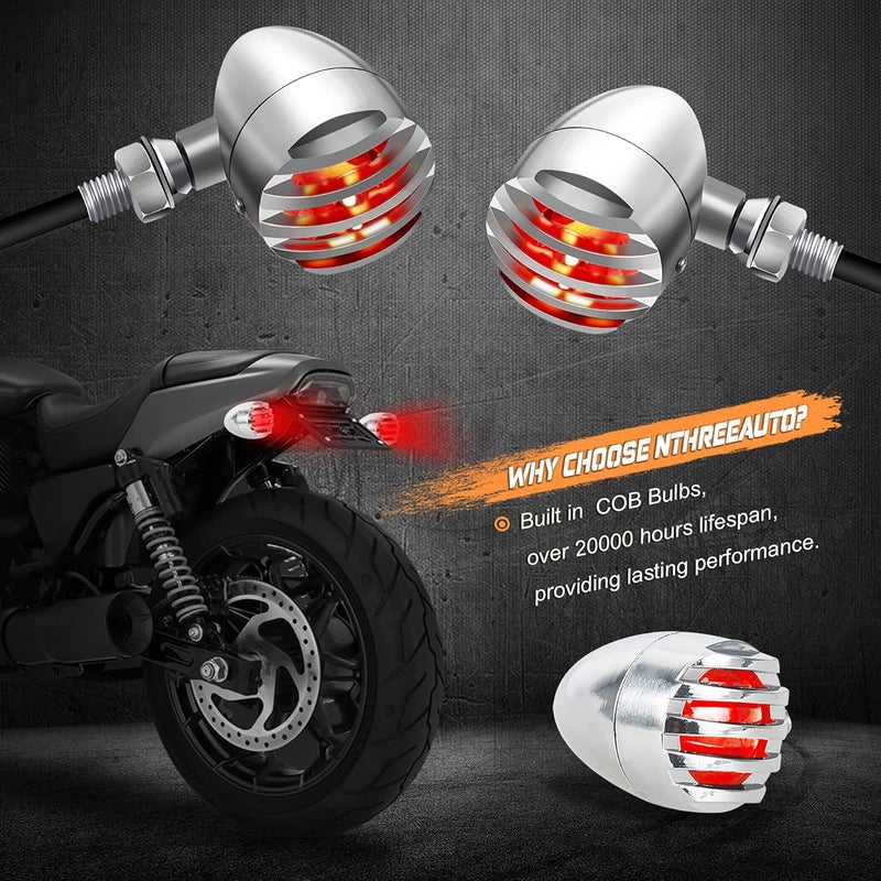 NTHREEAUTO LED Turn Signals Motorcycle Blinkers Universal Bullet Rear Indicator Compatible with Harley Dyna, Honda Shadow, Kawasaki Vulcan, Yahama, Bobber, Suzuki 12V Motorbikes - Image 3