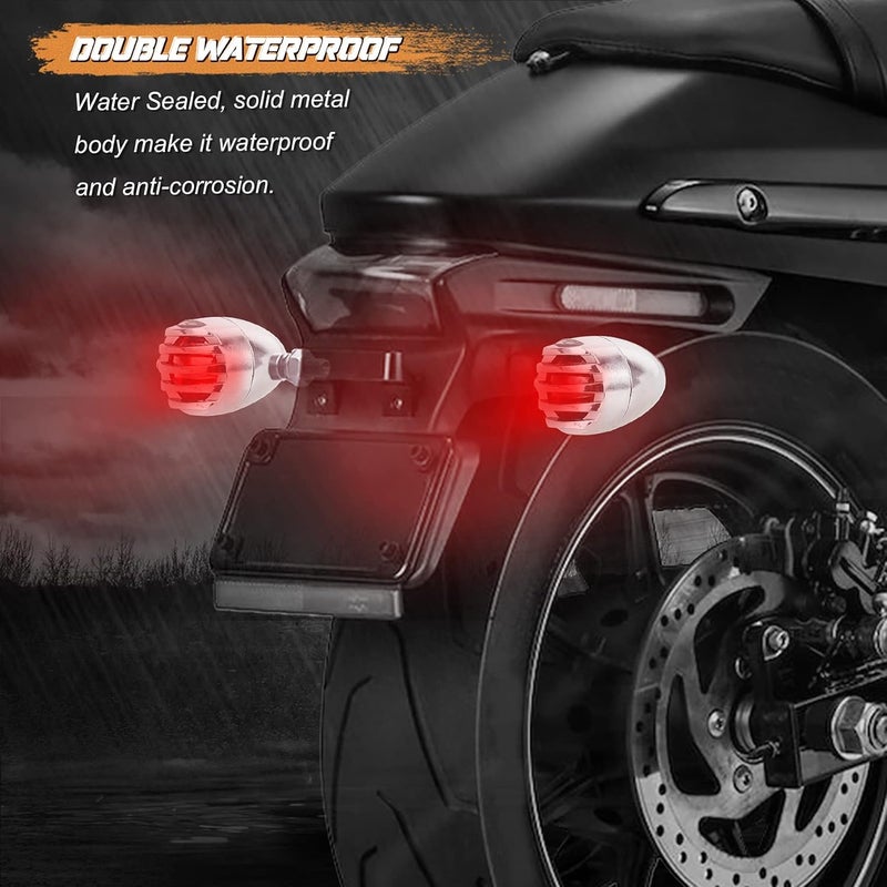 NTHREEAUTO LED Turn Signals Motorcycle Blinkers Universal Bullet Rear Indicator Compatible with Harley Dyna, Honda Shadow, Kawasaki Vulcan, Yahama, Bobber, Suzuki 12V Motorbikes - Image 4