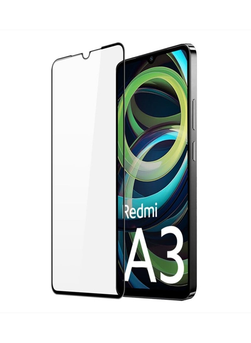 For Xiaomi Redmi A3 Screen Protector Tempered Glass Full Adhesive Full Coverage Anti Scratch HD Clear High Responsive for Redmi A3 2024 5D Black