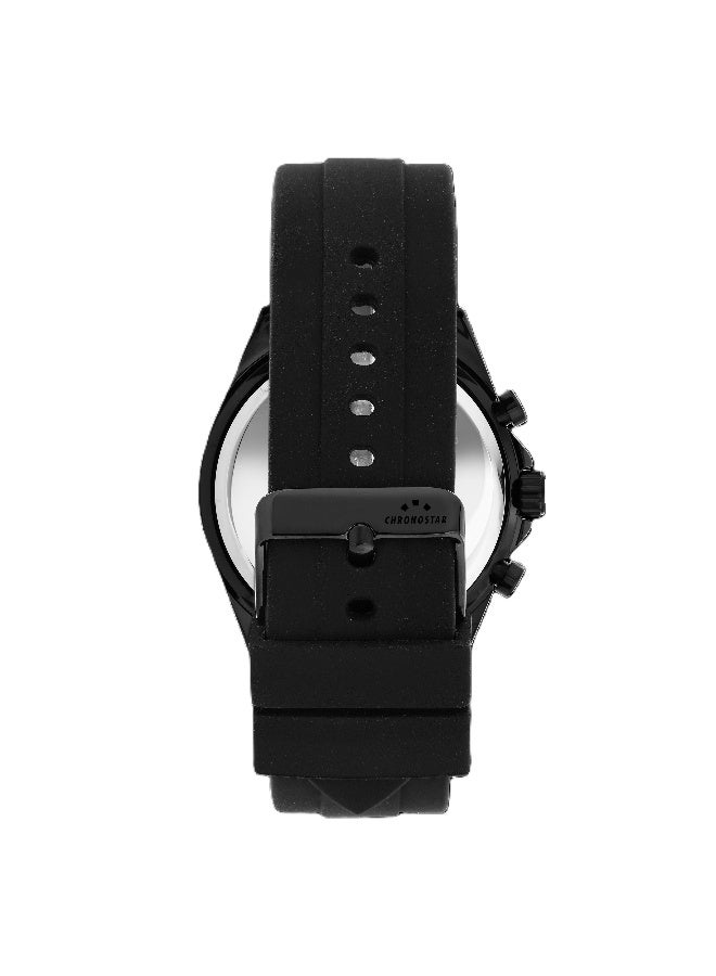 Chronostar Men's Black Round Chronograph Dial with Black Silicone Band Watch - 43.5mm - R3751311003 - Image 4