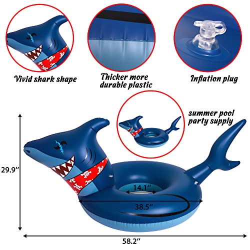 Geefuun 2PCS Pool Floats for Adults Inflatable Dinosaur Shark Swimming Floaties Rings Water Party Supplies - Image 3