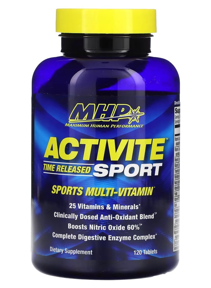 MHP Activite Sport Time Release Multivitamin | 120 Tablets | 25 Vitamins + Minerals, Antioxidant Blend, Nitric Oxide Booster, Digestive Enzymes - Image 2