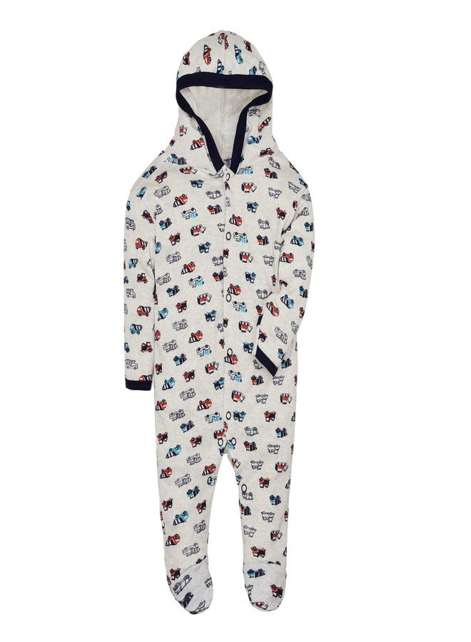 Magic Town® 100% Cotton Unisex Hooded Rompers for Kids and Infants Set of 2 (Navy Blue) (3-6 Months) - Image 2