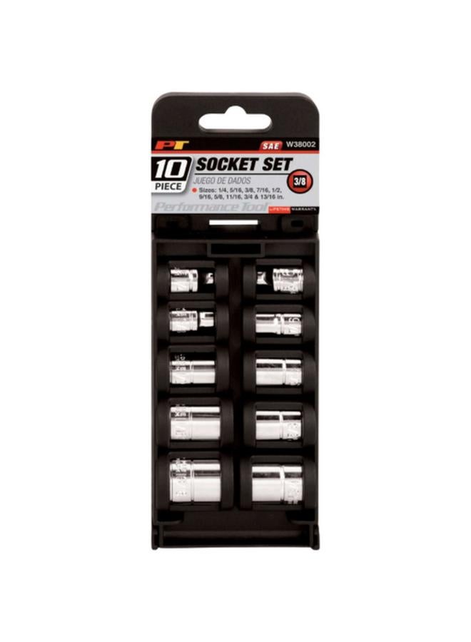 Performance Tool 10-Piece SAE Socket Set Silver 3/8inch W38002 - Image 2