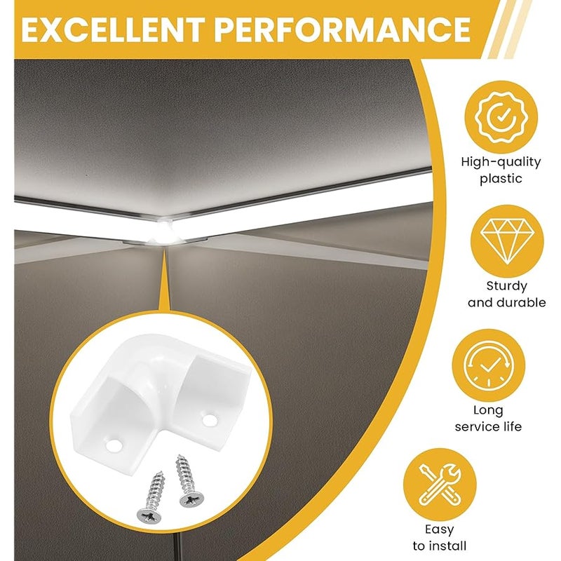 Aifeier ET 12 Pcs LED Diffuser Channel Corner Kit, 16X16mm Light Bar Corner Connector 90 Degree Connectors with Screws for V Shape LED Aluminum Channel System (White) - Image 5