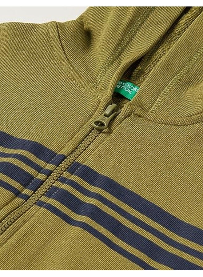UNITED COLORS OF BENETTON Zip-Up Sweatshirt - Verde Militare  - Image 3