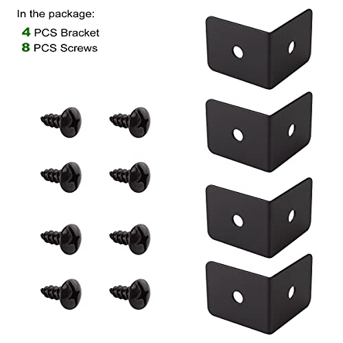Keenkee 4 Set 2 x 2 x 1.5 Inch Metal Corner Protectors for Furniture, Decorative Corner Brackets Black for Wood, Boxes, Farmhouse, Barn Door, Wood Frame, Trunk, Table, Desk - Image 2