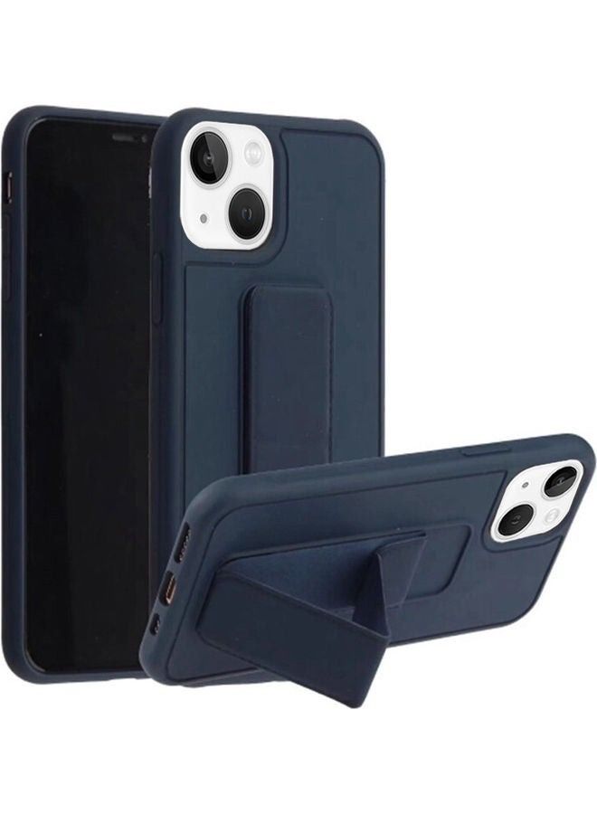 غطاء واقٍ مزود بمقبض إصبع لهاتف آيفون 13 أزرق داكن - Image 1