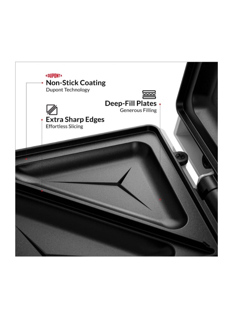 Feller Germany 750W 2 Slice Sandwich Maker, Non-Stick DuPont Coating, Auto Temperature Control, 3 Indicator Lights, Cool-Touch Handle, Easy to Clean, 2-Year Guarantee SM200 UAE - Image 5