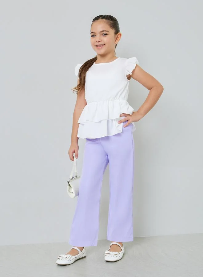ستايلي Girls Layered Blouse, Pants And Hat Set