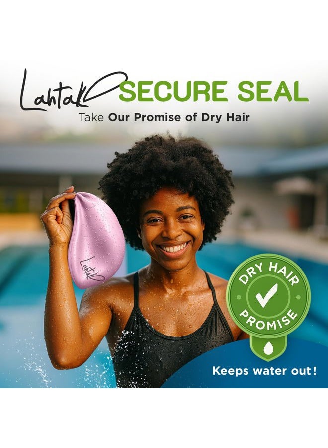 Lahtak Swim Cap for Long Hair - Swim Cap Braids Dreadlocks - Bathing Swim Caps for Women Swimming - Swimming Cap Women - Extra Large Swim Cap Men Afro - Waterproof Silicone Keep Hair Dry (Rose Quartz XL) - Image 4