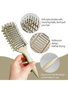 BUPY 2024 Newest Vented Curly Hair Brush, Bounce Curl Define Styling Brush, Wet Dry Detangler Hair Brush, The Essential Tool For Shaping and Styling Your Curls, Achieve Perfectly Defined Curls (Beige)  - Image 2