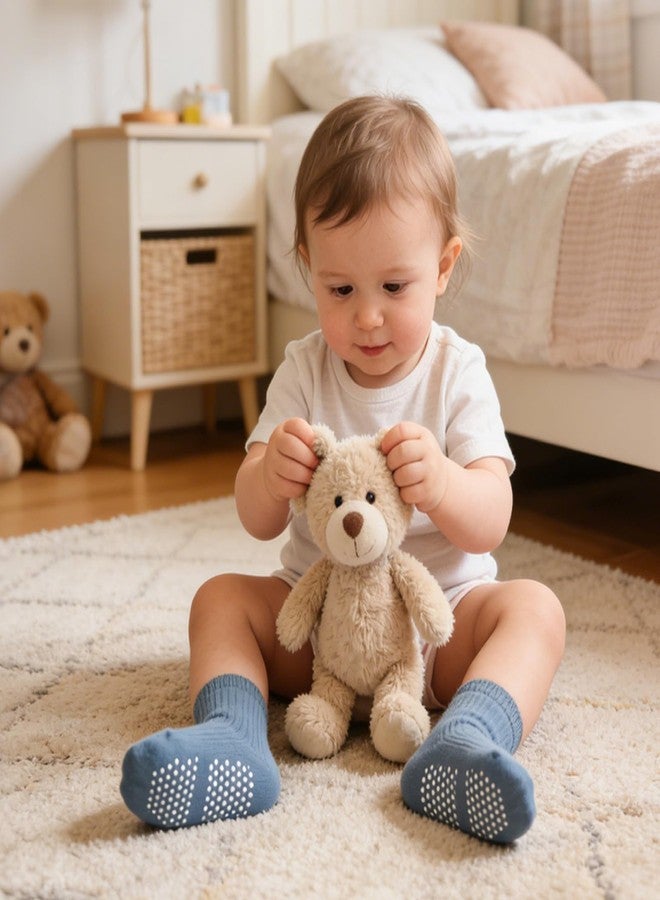 Bearbay جوارب قطنية للأطفال الصغار من بيرباي، 9 أزواج، مانعة للانزلاق، مزودة بنقاط مضادة للانزلاق، للأطفال الرضع من الجنسين، متعددة الألوان، من 6 إلى 12 شهرًا - Image 3