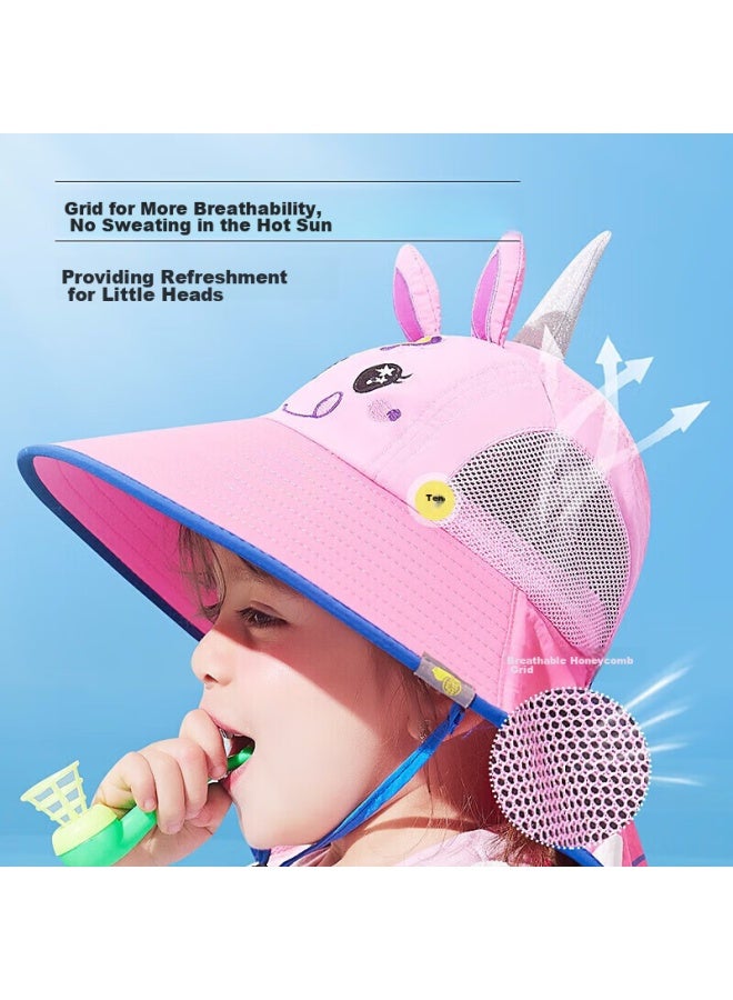 Lemonkid Children's Sun Protection Hat, Boys And Girls Sun Visor, Baby Fisherman Hat, Sun Hat, Peach Pink Magic Unicorn, 56cm - Image 5