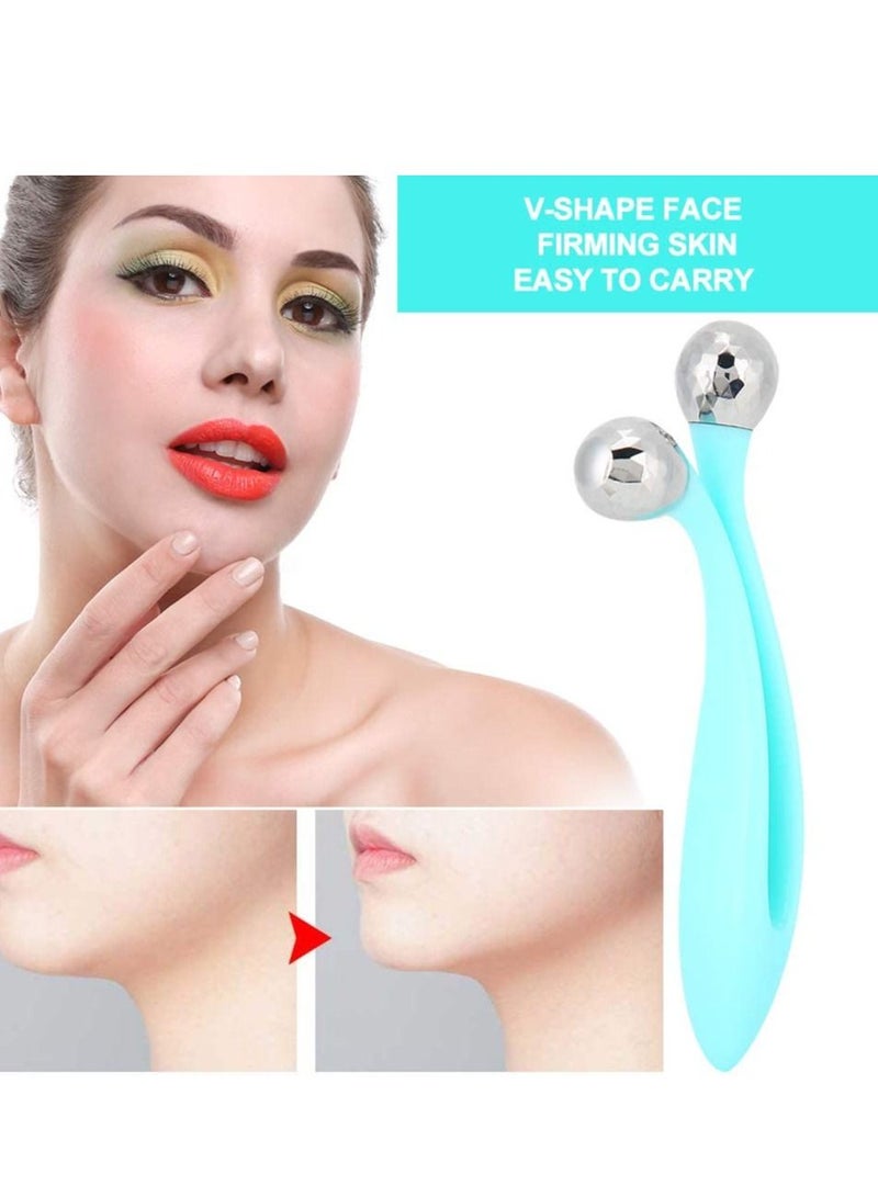 SYOSI Face Massager Double Ball Face Roller 3D V Shape Tool Double Chin Reducer Skin Lifting for Face Neck Eye Body Skin Care, Facial Roller for Women - Image 2