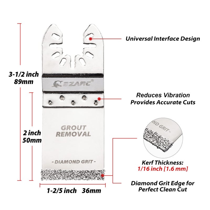 EZARC Diamond Oscillating Blade, Flush Cutting Oscillating Multi Tool Saw Blades for Grout Removal, Cleaning Mortar DO34F, 3-Pack - Image 2