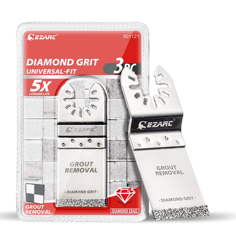 EZARC Diamond Oscillating Blade, Flush Cutting Oscillating Multi Tool Saw Blades for Grout Removal, Cleaning Mortar DO34F, 3-Pack - Image 1