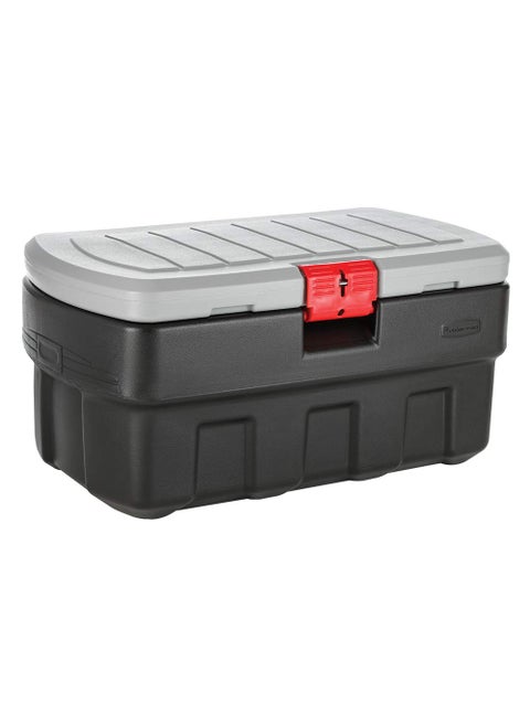 Rubbermaid ActionPacker Lockable Storage Box 35 Gal Grey and Black Outdoor Industrial Rugged