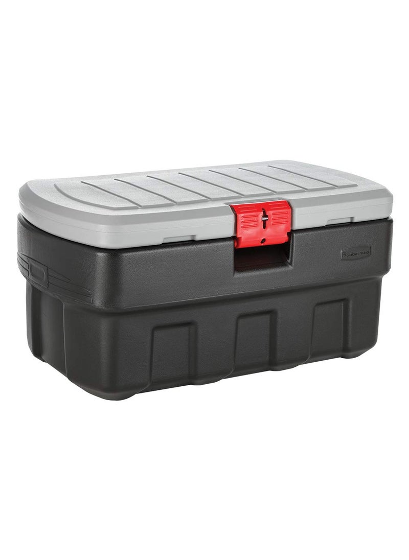 Rubbermaid ActionPacker Lockable Storage Box 35 Gal Grey and Black Outdoor Industrial Rugged