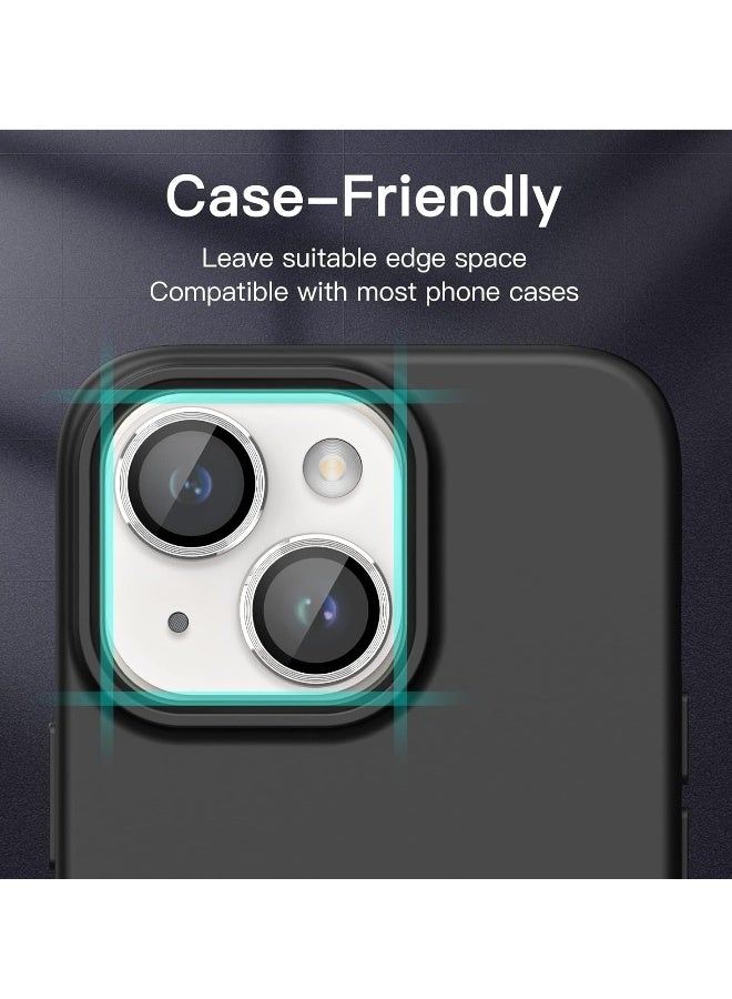 DUSALA Camera Lens Protector for iPhone 14 6.1-Inch and iPhone 14 Plus 6.7-Inch, 9H Tempered Glass Metal Individual Ring Cover, HD Clear, 1 Set (Silver) - Image 4