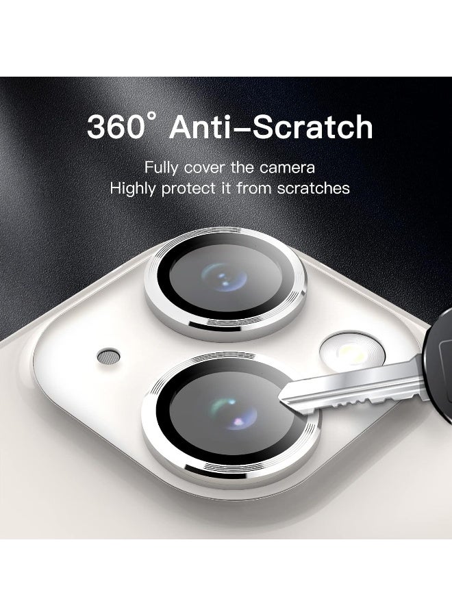 DUSALA Camera Lens Protector for iPhone 14 6.1-Inch and iPhone 14 Plus 6.7-Inch, 9H Tempered Glass Metal Individual Ring Cover, HD Clear, 1 Set (Silver) - Image 5