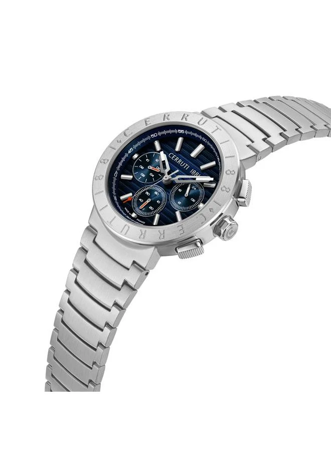 CERRUTI 1881 Filiano 42mm Blue Dial Stainless Steel Bracelet Multifunction Watch For Men