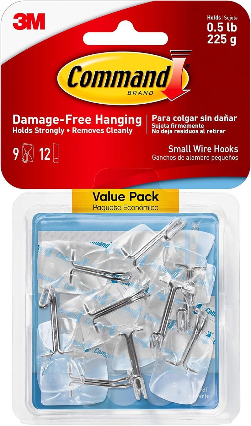 Command Small Wire Toggle Hooks, Damage Free Hanging Wall Hooks with Adhesive Strips, No Tools Wall Hooks for Hanging Decorations in Living Spaces, 36 Clear Hooks and 48 Strips - Image 1