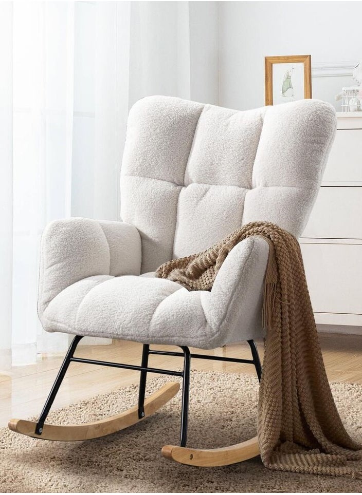 Rocking Chair High Back Upholstered Arm Chair Contemporary Comfortable for Bedroom Living Room Pearl White - pzsku/Z0BE0072729EB5F7C1B35Z/45/_/1708339501/53147106-97d2-4d01-830f-e7fd60730df5