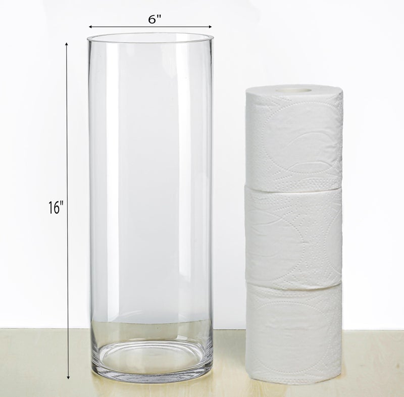 CYS EXCEL Cylinder Clear Glass Vase (H-16" D-6") | Multiple Size Choices Glass Flower Vase Centerpieces | Hurricane Floating Candle Holder Vase - Image 3