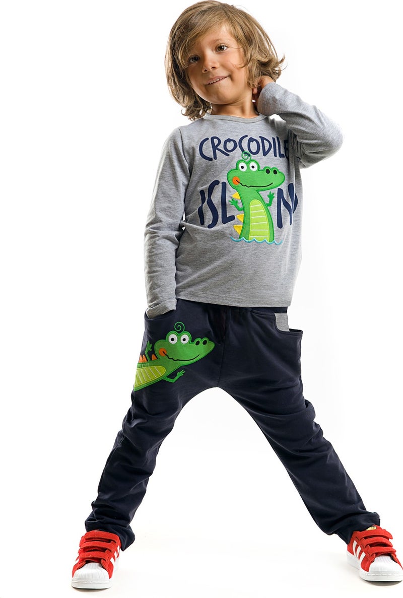 Denokids Crocodile Island Boy T-shirt Pants Set  - Image 1