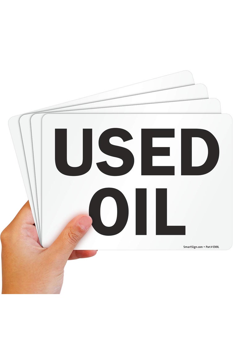 SmartSign SmartSign Pack of 4 5 x7 inch Used Oil Sticker Labels Digitally Printed 5 mil Laminated Polyester with SuperStick Adhesive Black and White Made in USA  - Image 1