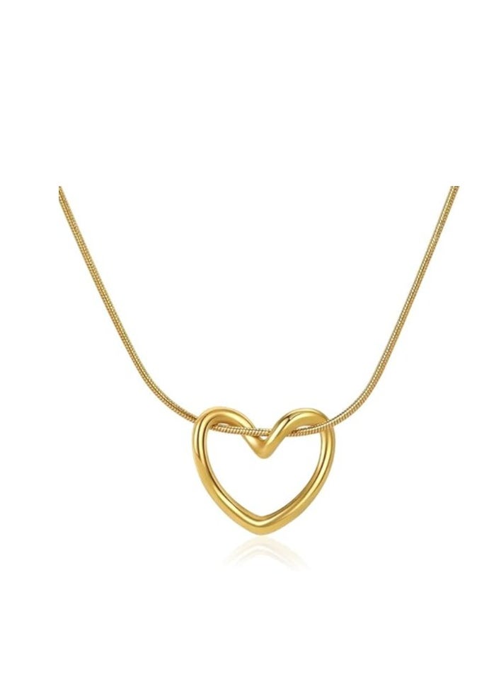 Generic Heart Pendant Necklace, Snake Chain, Gold Plated, Forever Love Design  - Image 1