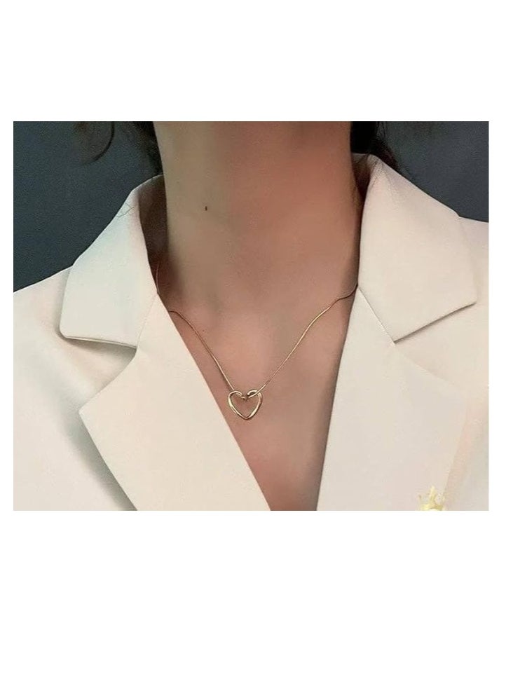 Generic Heart Pendant Necklace, Snake Chain, Gold Plated, Forever Love Design  - Image 2