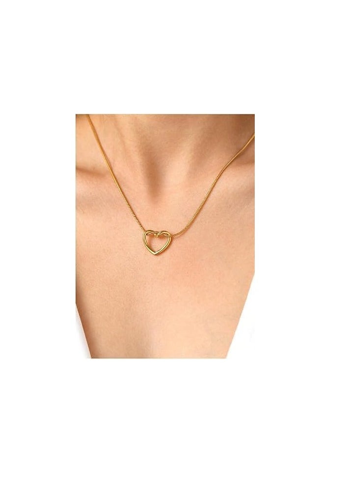 Generic Heart Pendant Necklace, Snake Chain, Gold Plated, Forever Love Design  - Image 3