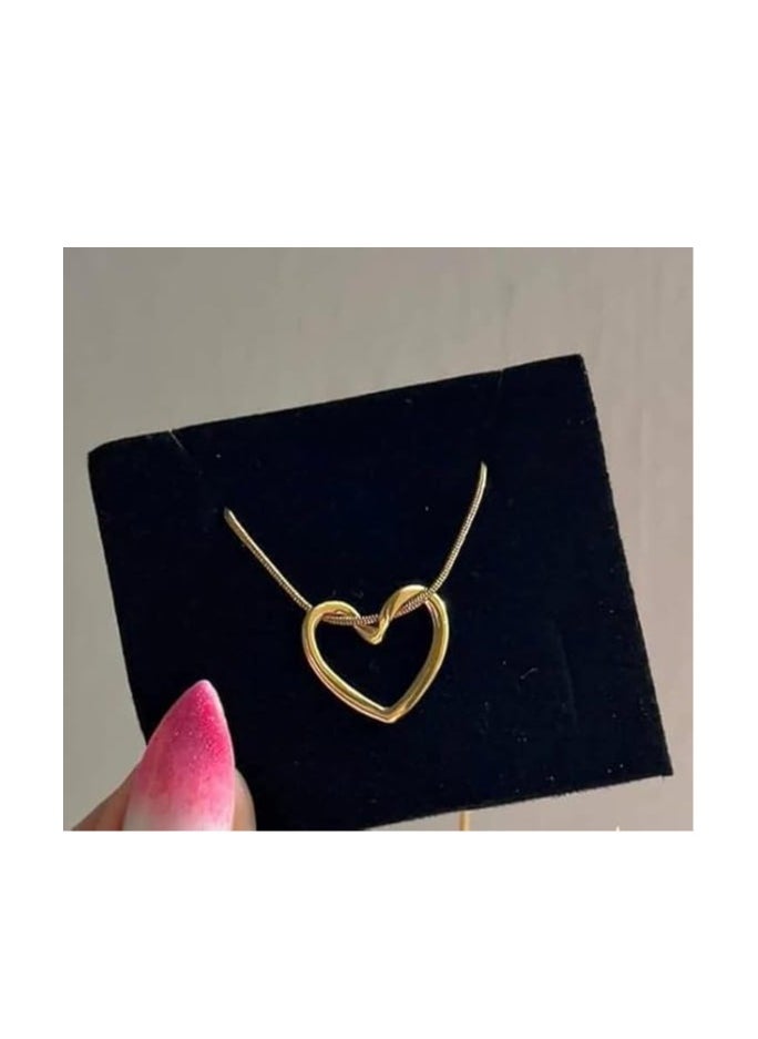 Generic Heart Pendant Necklace, Snake Chain, Gold Plated, Forever Love Design  - Image 4