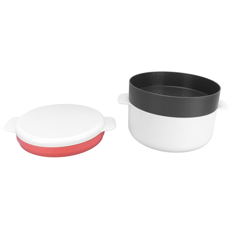 Microwave Lunch Box: 3-Piece Stackable Plastic Set - Heat-Resistant Handles, Dishwasher Safe Stew Steam Fry Pot for Office Home Quick Meal Prep - Image 4