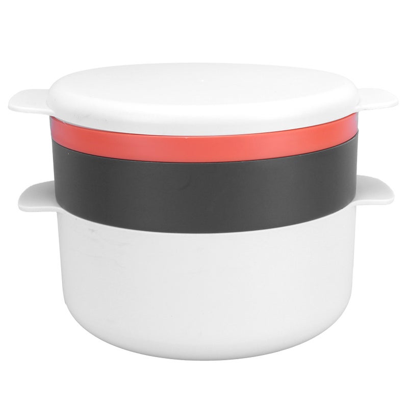 Microwave Lunch Box: 3-Piece Stackable Plastic Set - Heat-Resistant Handles, Dishwasher Safe Stew Steam Fry Pot for Office Home Quick Meal Prep - Image 5