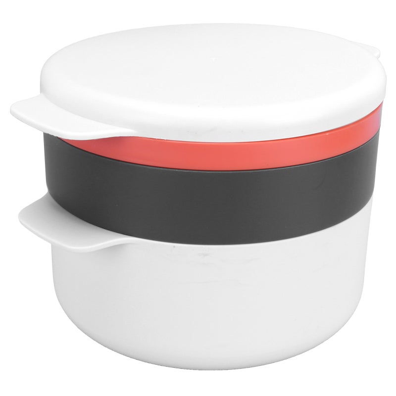 Microwave Lunch Box: 3-Piece Stackable Plastic Set - Heat-Resistant Handles, Dishwasher Safe Stew Steam Fry Pot for Office Home Quick Meal Prep - Image 3