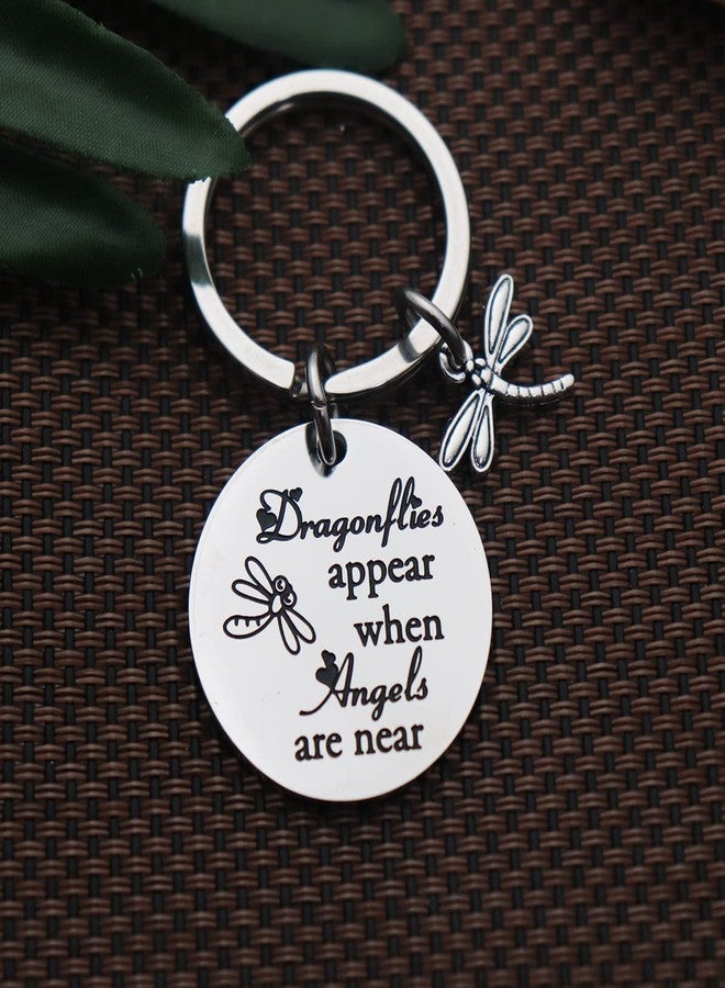 Eilygen Memorial Gift Dragonflies Appear When Angels are Near Dragonfly Charm Bracelet/Keychian Sympathy Jewelry for Her (Dragonflies Appear When Angels are Near Keychian) - Image 3