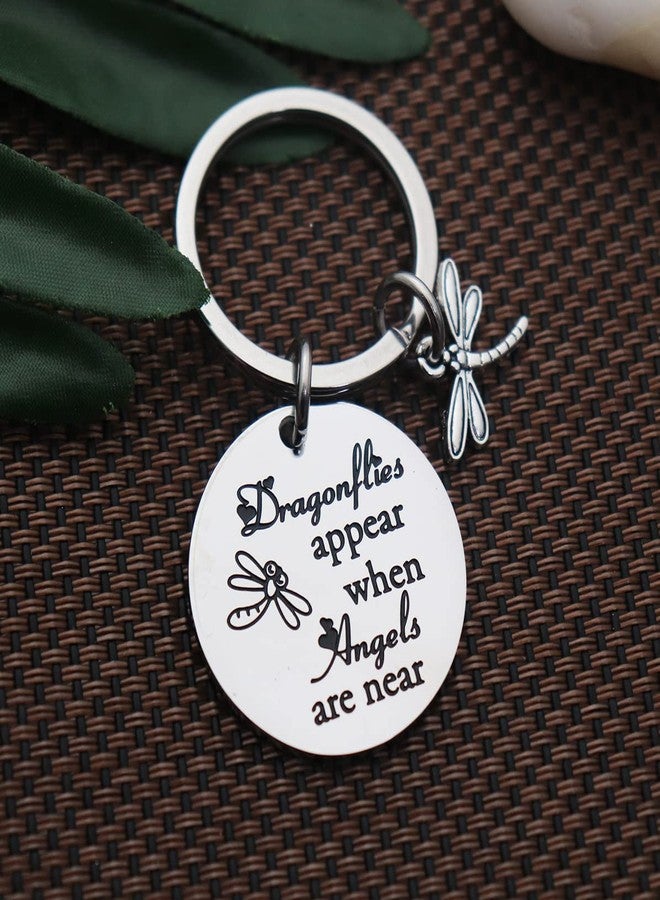 Eilygen Memorial Gift Dragonflies Appear When Angels are Near Dragonfly Charm Bracelet/Keychian Sympathy Jewelry for Her (Dragonflies Appear When Angels are Near Keychian) - Image 2
