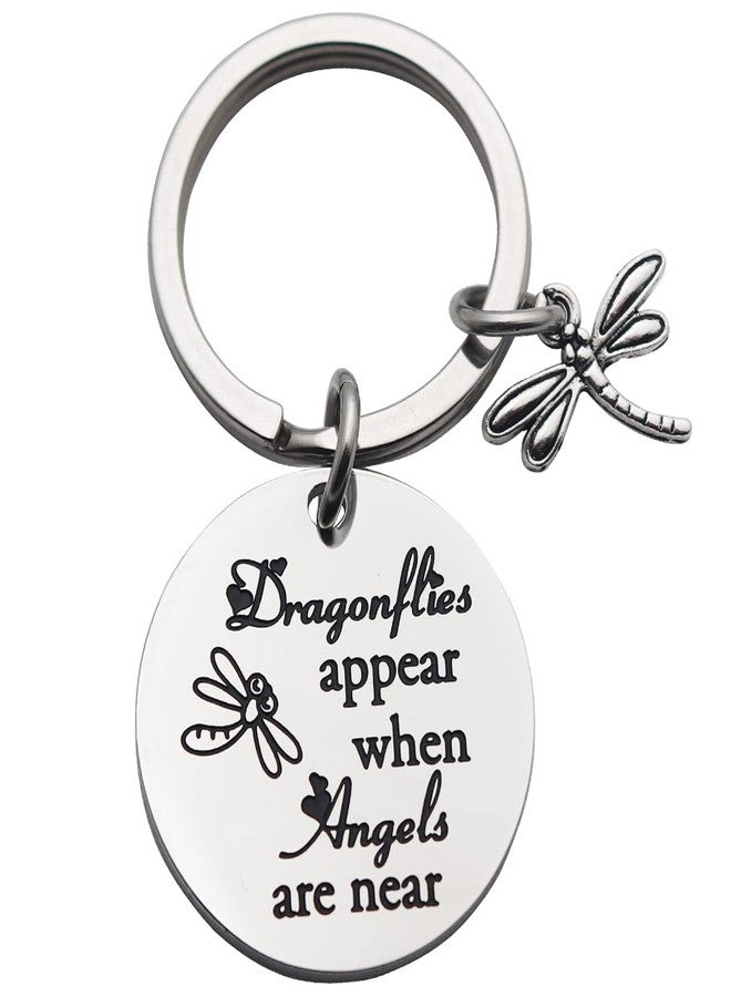 Eilygen Memorial Gift Dragonflies Appear When Angels are Near Dragonfly Charm Bracelet/Keychian Sympathy Jewelry for Her (Dragonflies Appear When Angels are Near Keychian) - Image 1