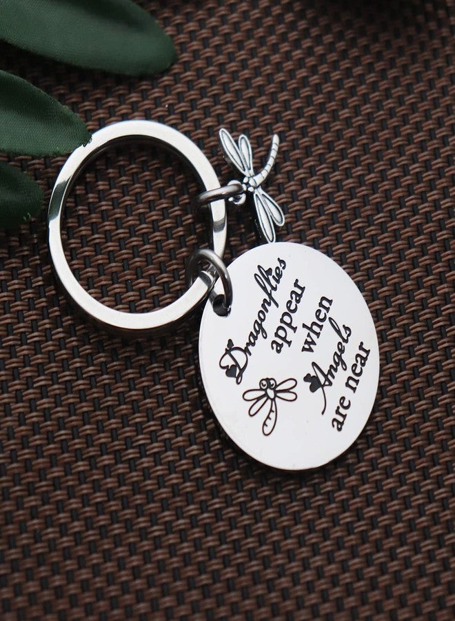 Eilygen Memorial Gift Dragonflies Appear When Angels are Near Dragonfly Charm Bracelet/Keychian Sympathy Jewelry for Her (Dragonflies Appear When Angels are Near Keychian) - Image 5