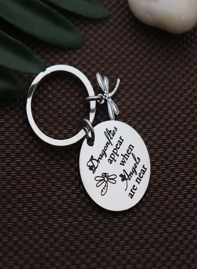 Eilygen Memorial Gift Dragonflies Appear When Angels are Near Dragonfly Charm Bracelet/Keychian Sympathy Jewelry for Her (Dragonflies Appear When Angels are Near Keychian) - Image 4