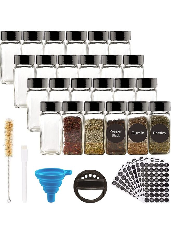 NIBEMINENT 24-Piece Glass Spice Jar Set Multicolour 10.5x4.3cm - Image 1