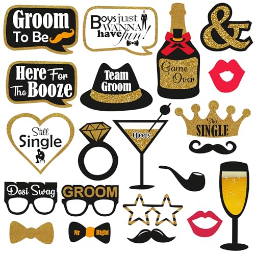 Party Propz مجموعة ديكورات حفل العزوبية - مجموعة من 21 قطعة لاحتفالات العزوبية للعرسان والعرائس - Image 1