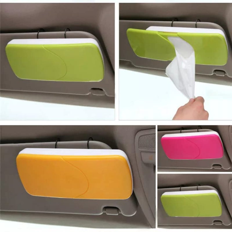 NETXE Plastic Car Tissue Paper Holder With Tissue Sun Visor Mounted, Tissue Box Dispenser For Car, Used For Long Drive Picnic Time in car (Pack of 1) (multi-color) - Image 3